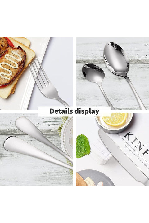 24 Piece Silverware Flatware Set With Stand, Stainless Steel Utensils (Silver, Set B)