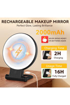 LED 1X/30X Magnifying Makeup Mirror, 3-Color, Rechargeable, Black | Foldable travel design, 360° rotation, 2000 mAh battery, includes tweezers for eyebrow and facial hair grooming