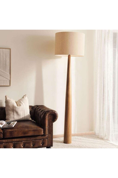 Natural Wooden Floor Lamp with Jute Shade
