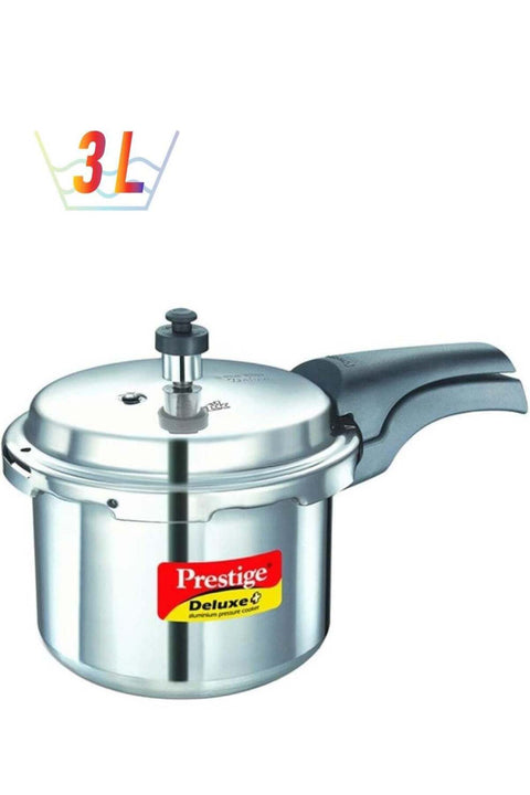 Deluxe Plus Aluminium Pressure Cooker Compatible with Gas Stovetop & Induction Stovetop 3Liters