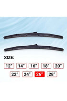 Pack of 2 Hybrid Wiper Blades - All-Season Universal Fit - 26 Inch