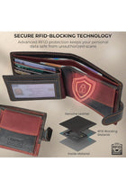 MORUCHA Mens RFID Blocking Real Soft Leather Passcase Wallet with Gift Box M75 Black/Brown