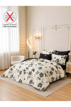 Printed Duvet Set, Queen Size Fits 180x200 cm - 4-Pcs Bed Set, Brushed Microfiber Fabric - 1 Duvet Cover, 1 Fitted Sheet, 1 Pillow Shams, 1 Pillowcases (Filler Not Included)
