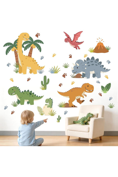 Dinosaur Wall Decals for Bedroom: 4-Step Peel and Stick Easy to Apply - 100% Kids Safe Certified - Removable 95%+ Residuee-Free Removal - Vinyl Boys Room Wall Stickers 1-12 Years