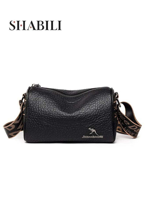 Women Genuine Leather Shoulder Bag Large-Capacity Multi-Pocket Satchel, Ladies Crossbody Bag With Neat Stitching For Teenager Youth Daily Casual Travel, Trendy Cross Bags For Party Outings (Bl