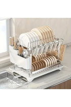 Black Dish Drying Rack With Knife Fork Holder And Cutting Board Rack