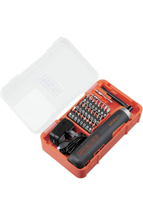BLACK+DECKER 4V 5Nm Li-Ion Cordless Electric Push & Go Screwdriver with 27 Pieces Accessories in Kit