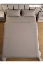 100% Cotton King Flat Bedsheet with 2 Pillow covers - 300Tc Urban Grid - Mocha