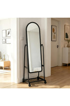 160cm Full Length Mirror,Standing/Wall-Mounted Full Body Mirror,3mm HD Nano Glass,Aluminum Alloy Thin Frame,Floor Mirror with Stand for Bedroom Living Room (JZ-A3113-Black)