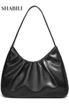 Women PU Dumpling Multi-Pocket Shoulder Bag Satchel, Ladies Large-Capacity Hobo Tote Bags Clutch Bag Elegant Underarm Design for Teen Youth Daily Casual Party Travel, Chic Magnetic Closure (Bl