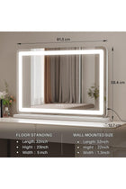 58 x 48cm Vanity Mirror with Lights, Large Smart Makeup Mirror with LED, Dimmable 3-Color Light, USB Charging Port and Magnifying Glass
