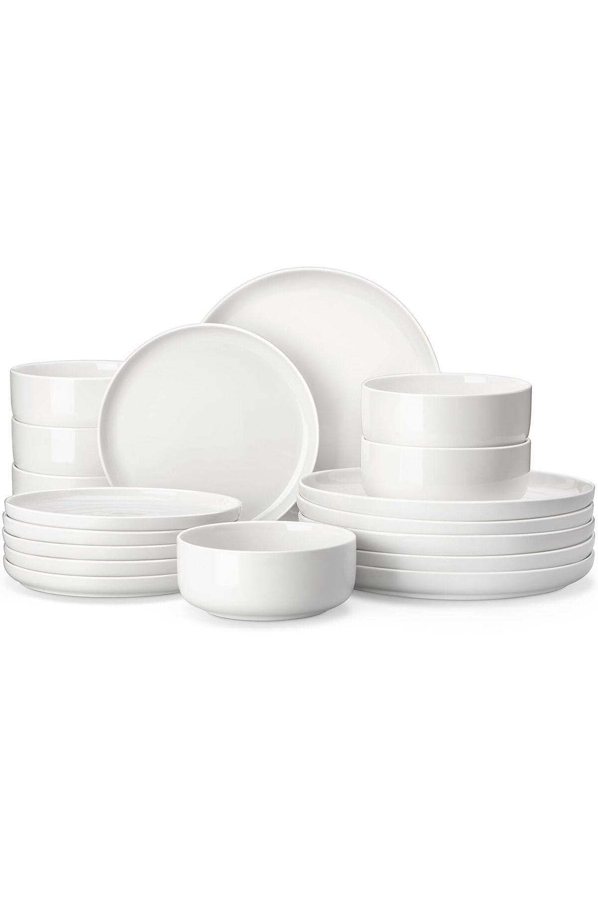 18 Pieces Porcelain Dinnerware Set, Chip Resistant Ceramic Dish Set, Service for 6, White, Series LUNA