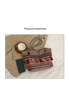 Kiffiyeh Trendy Woven Shoulder Bag with Ethnic Style Fringes, Large Capacity Shoulder Bag, Elegant Versatile Handheld Women's Bag