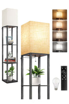 Floor Lamp with Shelves and Remote Control, Dimmable LED Standing Lamp, Black, 160cm