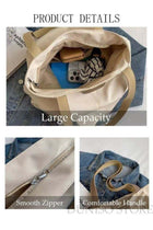 Women's Shoulder Tote Bag Canvas Handbag Large Capacity Bucket Bag Fashionable Travel Messenger