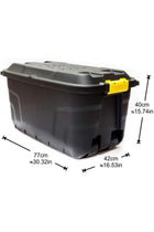 2 Pack 75 Liter Heavy Duty Indoor and Outdoor Storage Box Container, Made in UK, Tote with Durable Latches and Lid, Stackable Bin, for Home, Balcony, Garden, Poolside, Garage, Office -STR-764