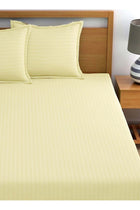Deep Fitted Bed Sheet +2Pcs Pillow Covers, King/Queen/Double/Single Sizes, Color Cream, Depth 30cm