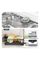 Dish Drying Rack, Extendable Dish Rack for Kitchen Counter, Stainless Steel Dish Strainer with Utensil Holder, Black