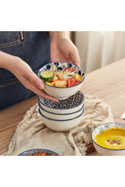 Ceramic Cereal Bowls Salad,Soup,Rice Bowl Set,Blue and White (4.5 inch)