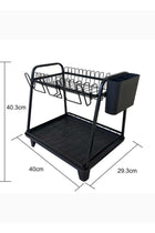Dish Drying Rack, Rust-Resistant Double Layer Dish Drying Rack Black 43x13x33 cm