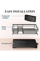 Dish Drying Rack - Stainless Steel Dish Rack for Kitchen Counter, Large-Capacity Dish Drainer with Cutlery Holder, Kitchen Organizer for Dishes, Spoons and Forks, Black
