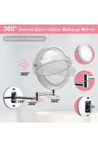 7'' Bathroom Mirror with Light, Rechargeable 3X Magnifying Mirror, Double-Sided Wall Mount Makeup Mirror with 3 Color Lights and Dimmable