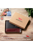 MORUCHA Mens RFID Blocking Real Soft Leather Passcase Wallet with Gift Box M75 Black/Brown