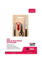 4-Piece Knife Set With Cutting Board Multicolour 35x25x1cm