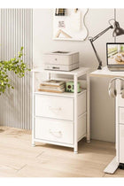 Nightstand with 2 Fabric Drawers, Simple Bedside Table, Space-Saving End Coffee Table, Side Table with Storage for Bedroom, Living Room, White