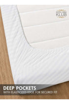 1-Piece Microfiber Fitted Sheet Striped,Color: White, Queen (150x 200 cm),Design Soft Fabric Deep Pocket Elastic Edge Bed Linen