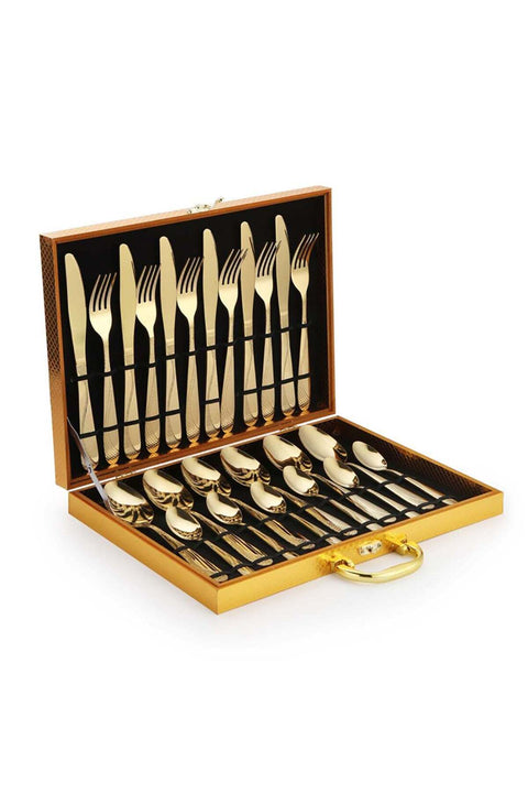 24-Piece Stainless Steel Cutlery Set Kitchen Utensil Set Western Cutlery With Textured Surface
