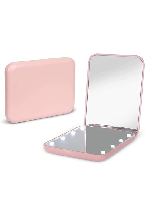 - Pocket Mirror, LED Makeup Mirror, 1X/3X Magnification, Compact Mirror with Light, Pocket Mirror, Foldable Handheld Mirror, Compact Mirror with Light for Gift, Pink