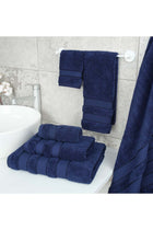 Safi Plus 6-Piece Towel Set 100% Turkish Genuine Cotton Super Soft & Absorbent Luxury Hotel Quality 600 GSM Cotton Bathroom Towels, 2 Bath Towels, 2 Hand Towels, 2 Washcloths, Navy Blue
