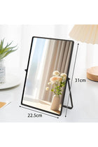 Black Table Mirror - Portable Vanity Metal Framed Rectangular Desk Mirror with Stand for Bedroom, Living Room, Office - 30x22cm