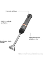 Black & Decker Kitchen Wand 7.2V Cordless Electric Immersion Blender with 5 Speed Set