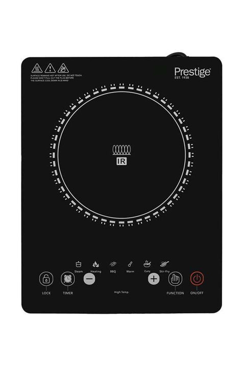 Single Infrared Cooking Plate for Cooking | Portable Electric Hob with Temperature Control & Crystallite Glass Plates | Easy to Clean 2000 W PR7505 Black/Red