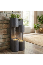 New In Modern Fountain with LED Yellow strips 26x20x60cm Black