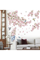 Cherry Blossom Wall Decals for Bedroom: Peel and Stick Pink Flower Bird Tree Branch Wall Stickers - Living Room Bathroom for All Adults