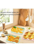4 Colors Big Rectangular Dinner Plates Unbreakable Wheat Straw Plates, Reusable Durable Lightweight Salad Plate