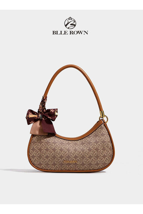 Bags for Ladies Shoulder Bag Hobo Half Moon Handbag with Scarf Elegant PU Leather Women Bag for Work Travel and Daily Use