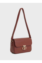 Textured Twist Lock Shoulder Bag