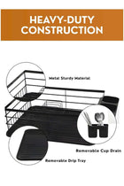 Stainless Steel Dish Drying Rack for Kitchen Countertop – Rustproof Dish Drainer with Removable Drain Tray