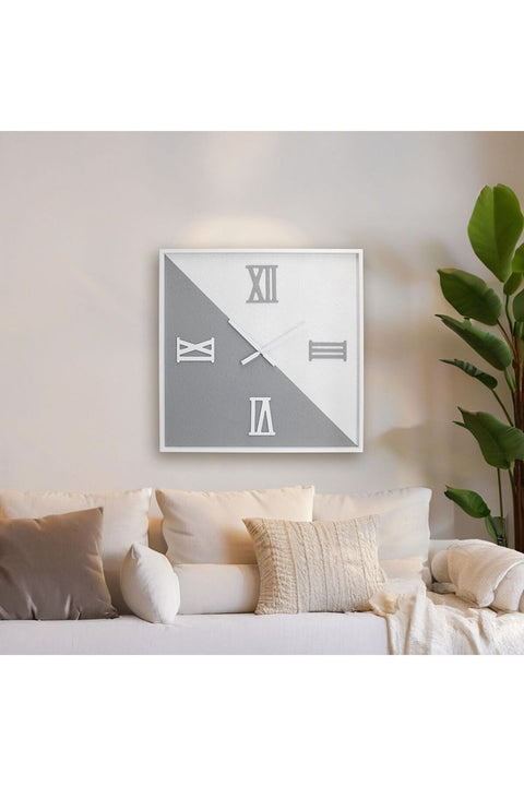 New In Wood Square Grey Wall Clock 60x60x4.5Cm