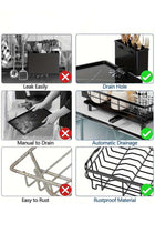 Dish Drying Rack - Kitchen Counter Dish Rack for Kitchen, Dish Drainer with Drainboard, Utensil Holder, Dish Holder for Sink(Black)