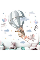 Animals Balloon Wall Stickers for Nursery: Baby Girls Kids Boys Bedroom Wall Decals - Hot Air Balloon Elephant Deer Fox Koala Rabbit