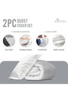 Deluxe 100% Cotton GCC Single Duvet Cover Set 160x210 cm White, 600 Thread Count