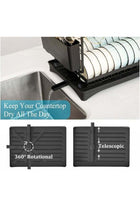 2-Tier Large Dish Drying Rack with Drainboard, Cup Hooks & Utensil Holder – Rustproof Kitchen Drainer for Plates, Bowls, Glasses & Cutting Board