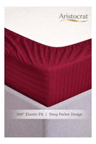 3-Piece Striped Microfiber Fitted Sheet Set Large Single 120x200cm, Maroon