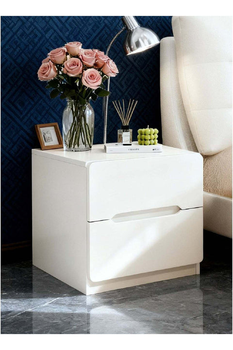 40*41*60cm Simple NightStand Bedside Table with Storage Wooden End Side Table with 2 Storage Drawers for Living Room and Bedroom White