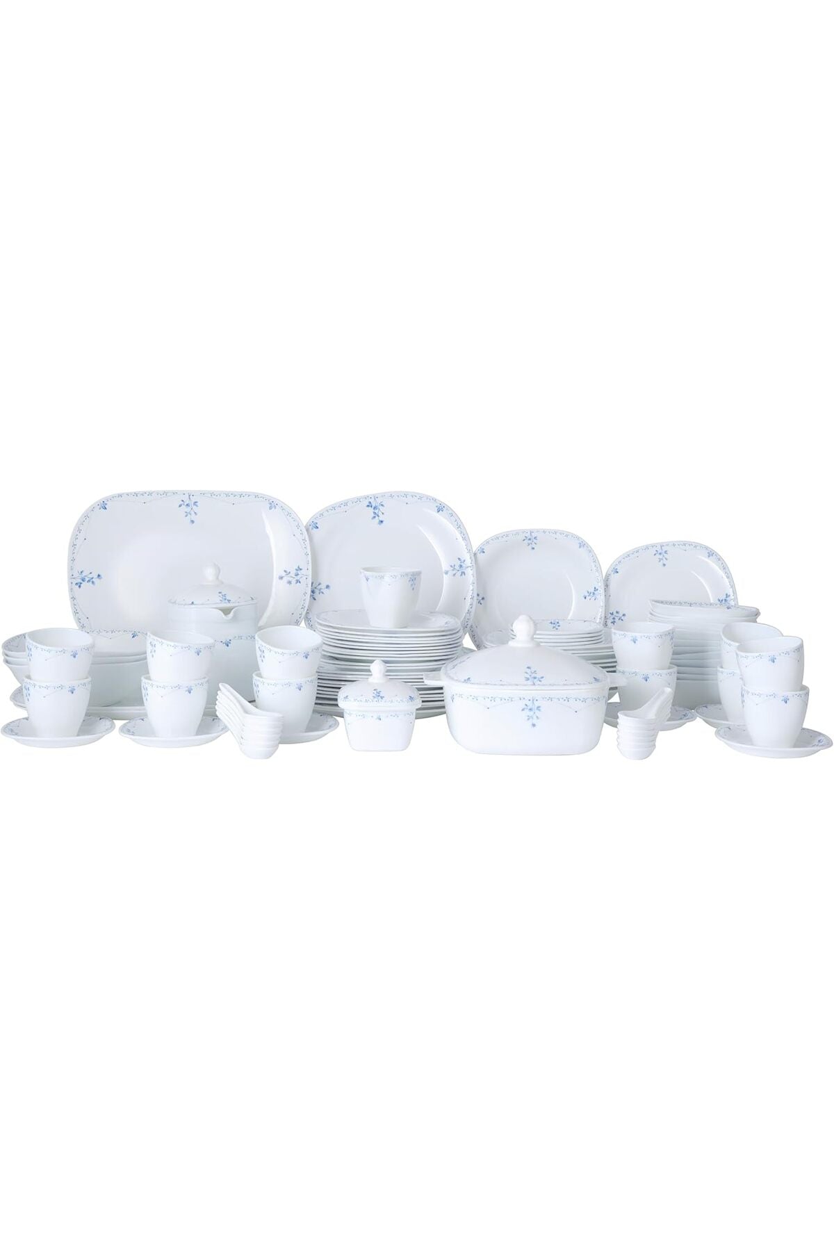 Opal Hard Square Dinner Set, White, RF9759, 97 Pieces